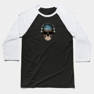 Dark Skull Deejay with Estonian Flag Baseball T-Shirt